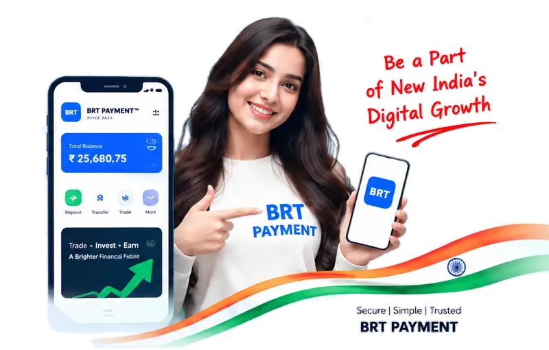 BRT Payment woman, mobile app and digital growth